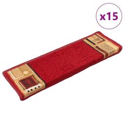 Berkfield Home Stair Mats Self-adhesive 15 pcs 65x21x4 cm Red - Size: Medium - thumbnail 2