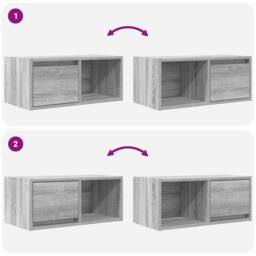 Berkfield Home TV Cabinet Grey Sonoma 60x31x25.5 cm Engineered Wood - thumbnail 9