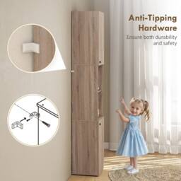 Wyld Haus Zivi Tall 6 Tier Bathroom Storage Cabinet Natural Finish - thumbnail 7
