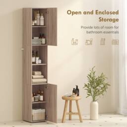 Wyld Haus Zivi Tall 6 Tier Bathroom Storage Cabinet Natural Finish - thumbnail 5
