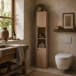 Wyld Haus Zivi Tall 6 Tier Bathroom Storage Cabinet Natural Finish - thumbnail 1