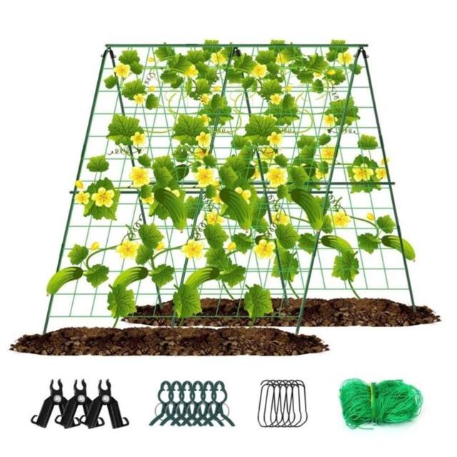 VOGREX 160cm A-Frame Garden Trellis Climbing Plant Support Stand Full Set in Green - image 1
