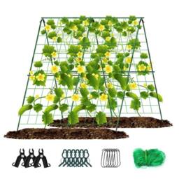 VOGREX 160cm A-Frame Garden Trellis Climbing Plant Support Stand Full Set in Green