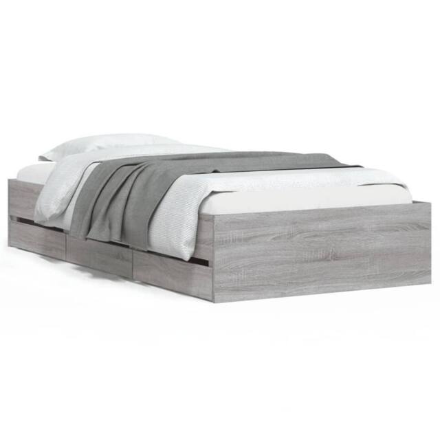 Berkfield Home Bed Frame with Drawers without Mattress Grey Sonoma 90x200 cm - image 1