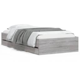 Berkfield Home Bed Frame with Drawers without Mattress Grey Sonoma 90x200 cm - thumbnail 1