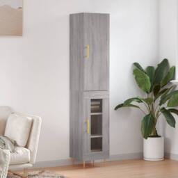 Berkfield Home Highboard Grey Sonoma 34.5x34x180 cm Engineered Wood - thumbnail 2