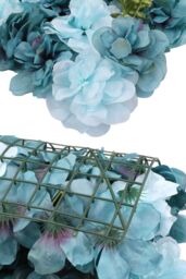Neel Blue Hydrangea Artificial Flower Wall Panel for Wedding Decoration in Teal - thumbnail 4