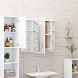 Berkfield Home Bathroom Mirror Cabinet White 80x20.5x64 cm Engineered Wood - thumbnail 3