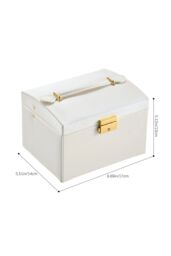 H&O Direct PU Leather Jewellery Box with Mechanism Key Lock in White - thumbnail 7