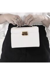 H&O Direct PU Leather Jewellery Box with Mechanism Key Lock in White - thumbnail 6
