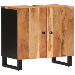Berkfield Home 3 Piece Bathroom Furniture Set Solid Wood Acacia in Brown - thumbnail 5