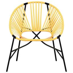 Berkfield Home Beautiful Garden Egg Chair Black & Yellow Poly Rattan - thumbnail 4