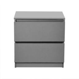 Ventryn Grey Wooden Bedside Table with 2 Drawers Nightstand Bedroom Storage - thumbnail 3