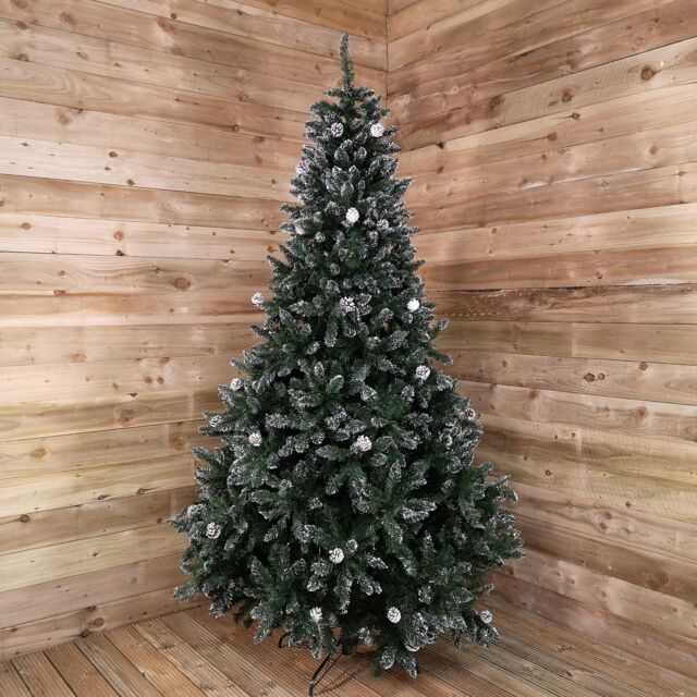Samuel Alexander 8ft (2.4m) Tall Rocky Mountain Pine Christmas Tree with 1769 Snow Tipped Branches & Pinecones in Green - image 1