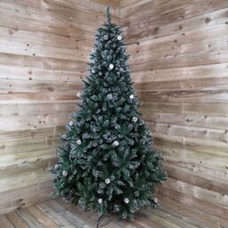 Samuel Alexander 8ft (2.4m) Tall Rocky Mountain Pine Christmas Tree with 1769 Snow Tipped Branches & Pinecones in Green - thumbnail 4