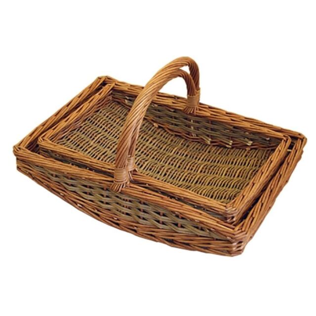 Red Hamper Wicker Set of 2 Boat Garden Trugs in Brown - image 1