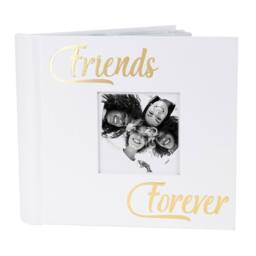 Happy Homewares Modern Friends Forever Photo Album with Gold Foil Text - Holds 80 4x6 Pictures in White - thumbnail 1