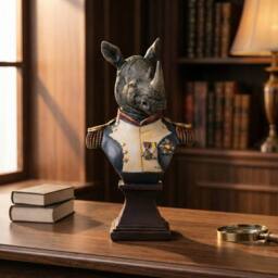 Madison & Mayfair Gentry Rhino Ornament Bust on Square Base in Grey - thumbnail 1
