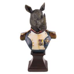 Madison & Mayfair Gentry Rhino Ornament Bust on Square Base in Grey - thumbnail 2