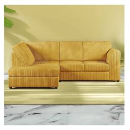Furniture 786 Hannah Jumbo Cord Full Back 4 Seater Left Hand Facing Corner Sofa in Mustard
