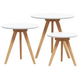 Berkfield Home Coffee Table Set Solid Wood Walnut & Engineered Wood in White
