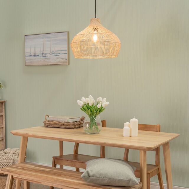 ValueLights Natural Rattan Easy Fit Pendant Light Shade - Size: 18 inches - image 1