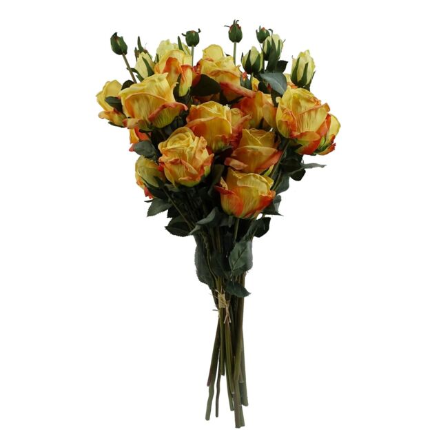 Leaf 6 x 60cm Yellow Rose Artificial Flower Sprays - 24 Flowers 18 Buds - Size: 6 x 60 cm - image 1