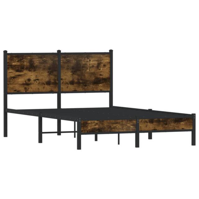Berkfield Home Metal Bed Frame without Mattress Smoked Oak 120x200 cm in Brown - Size: Small Double - image 1