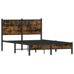 Berkfield Home Metal Bed Frame without Mattress Smoked Oak 120x200 cm in Brown - Size: Small Double - thumbnail 1