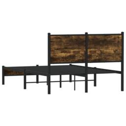 Berkfield Home Metal Bed Frame without Mattress Smoked Oak 120x200 cm in Brown - Size: Small Double - thumbnail 7