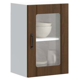 Berkfield Home Kitchen Wall Cabinet with Glass Door Lucca Brown Oak - thumbnail 1