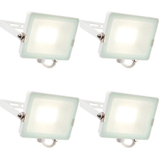 Loops 4 PACK Outdoor Waterproof LED Floodlight - 30W Cool White LED - Matt White - image 1