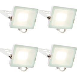 Loops 4 PACK Outdoor Waterproof LED Floodlight - 30W Cool White LED - Matt White - thumbnail 1