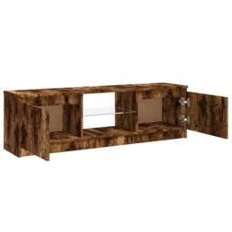 Berkfield Home TV Cabinet with LED Lights Smoked Oak 120x30x35.5 cm in Brown - thumbnail 8