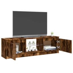 Berkfield Home TV Cabinet with LED Lights Smoked Oak 120x30x35.5 cm in Brown - thumbnail 6