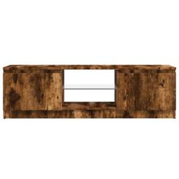 Berkfield Home TV Cabinet with LED Lights Smoked Oak 120x30x35.5 cm in Brown - thumbnail 9