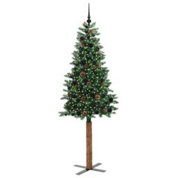 Berkfield Home Slim Christmas Tree Green 210 cm PVC & Solid Pine wood - thumbnail 3