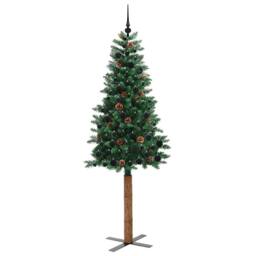 Berkfield Home Slim Christmas Tree Green 210 cm PVC & Solid Pine wood - thumbnail 4