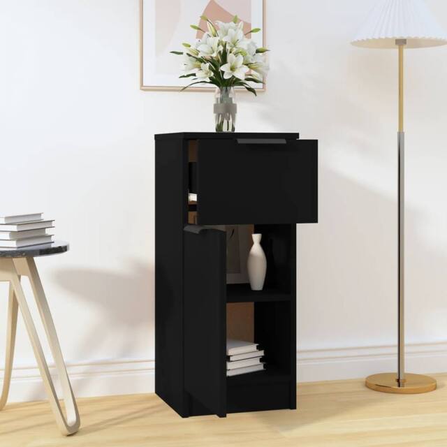 Berkfield Home Sideboard Black 30x30x70 cm Engineered Wood - Size: 30 x 30 x 70 cm - image 1