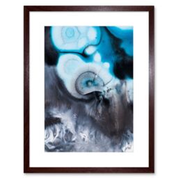 "Artery8 Wall Art Print Abstract Swirl Paint Blue Grey Art Framed 9x7 inch in Brown - Size: W7"" x H9""" - thumbnail 1