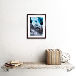 "Artery8 Wall Art Print Abstract Swirl Paint Blue Grey Art Framed 9x7 inch in Brown - Size: W7"" x H9""" - thumbnail 2