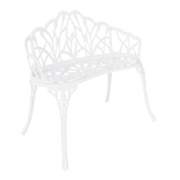 Charles Bentley White Tulip Cast Aluminium Metal 2 Seats Garden Patio Bench Seat - thumbnail 5