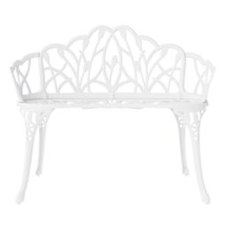 Charles Bentley White Tulip Cast Aluminium Metal 2 Seats Garden Patio Bench Seat - thumbnail 6