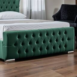 UK Bed Furniture Isabella Slatted Base Upholstered Bed with 48 Inch Wingback Headboard in Green - Size: King - thumbnail 4