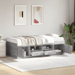Berkfield Home Daybed with Drawers without Mattress Grey Sonoma 90x200 cm - thumbnail 1