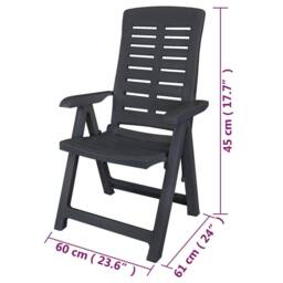 Berkfield Home Reclining Garden Chairs 6 pcs Plastic Anthracite in Black - thumbnail 8