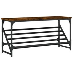 Berkfield Home Shoe Rack Smoked Oak 90x30x45 cm Engineered Wood in Brown - Size: 90 x 30 x 45 cm - thumbnail 2