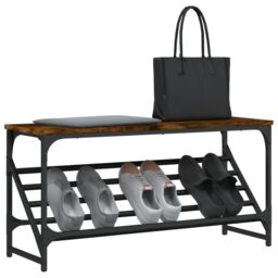 Berkfield Home Shoe Rack Smoked Oak 90x30x45 cm Engineered Wood in Brown - Size: 90 x 30 x 45 cm - thumbnail 3