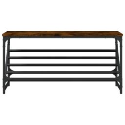 Berkfield Home Shoe Rack Smoked Oak 90x30x45 cm Engineered Wood in Brown - Size: 90 x 30 x 45 cm - thumbnail 4