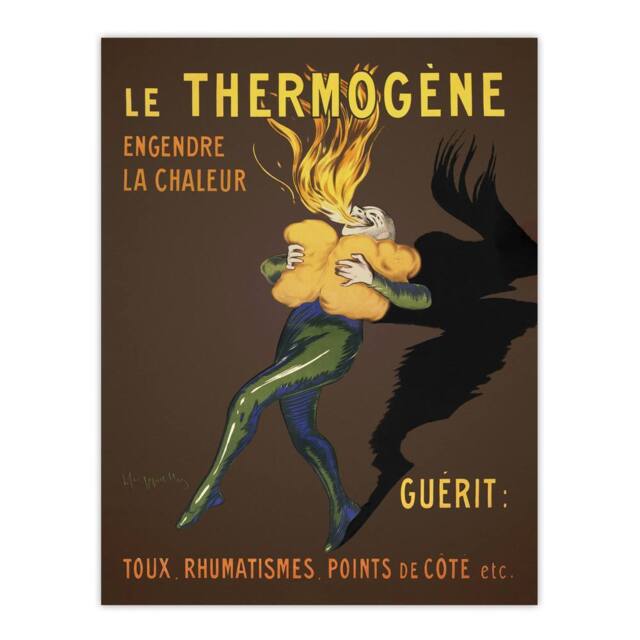 "Artery8 Le Thermogene French Advert Vintage Wall Art Print Cappiello in Brown - Size: W12"" x H16""" - image 1